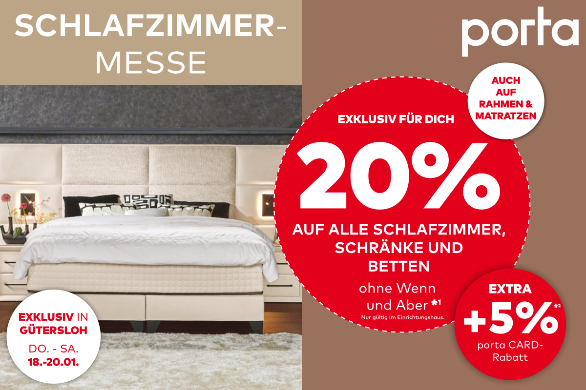 So günstig gibt's schöne Betten bis Samstag (20.1.) nur bei porta Gütersloh