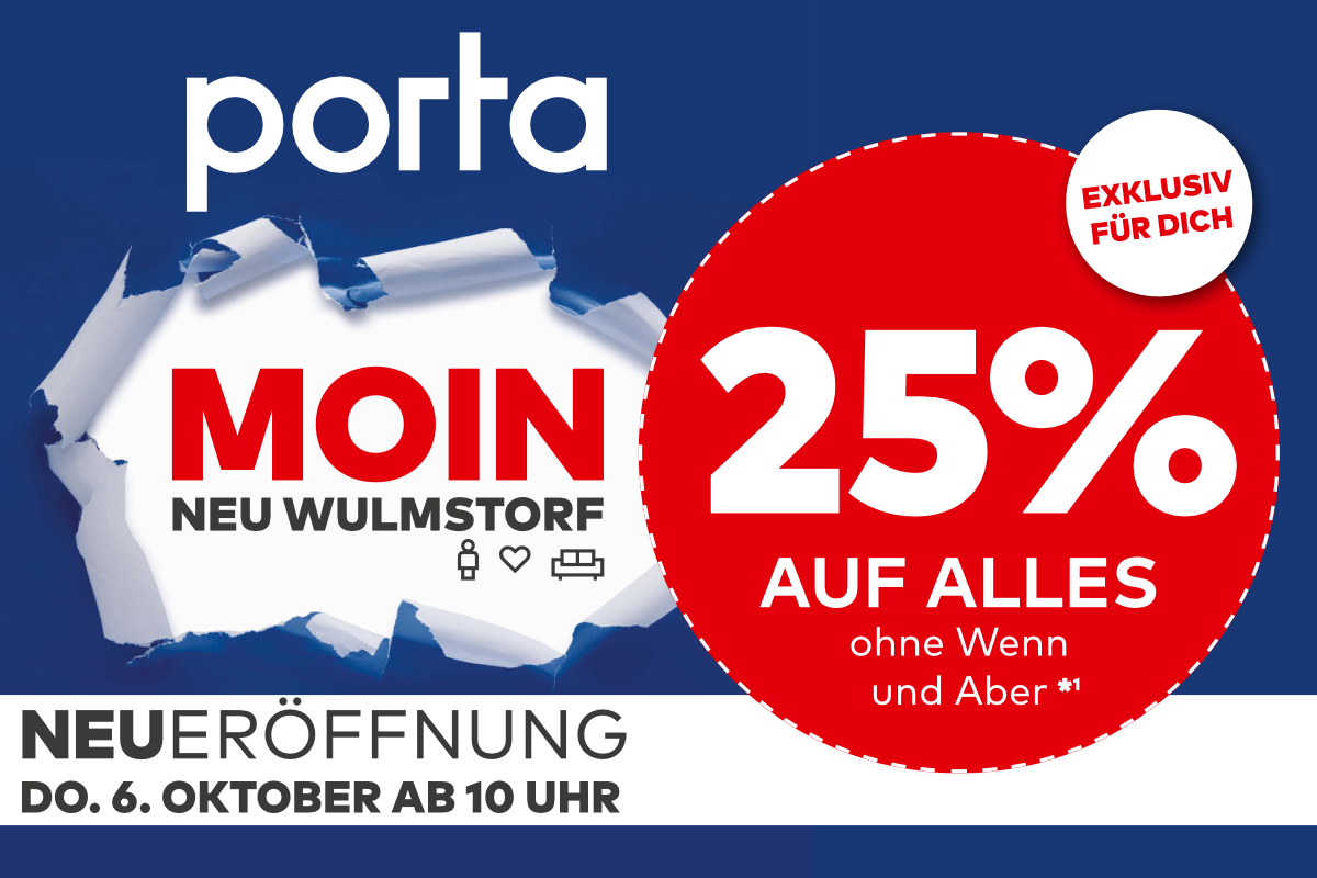 Am Freitag (7.10.) gibt's bei porta Neu Wulmstorf hunderte Schnäppchen